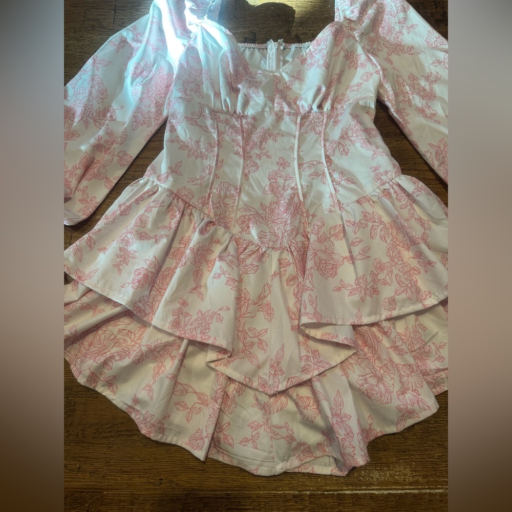 Romper gorgeous pink & white long sleeve S - Picture 5 of 12
